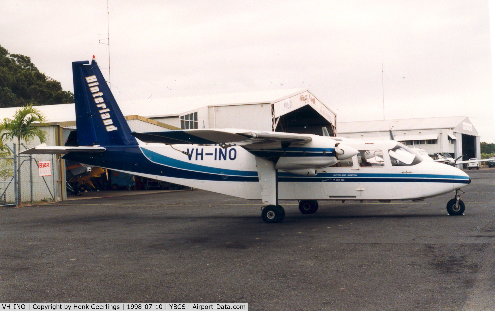 VH-INO, 1990 Britten-Norman BN-2B-20 Islander C/N 2221R, Hinterland