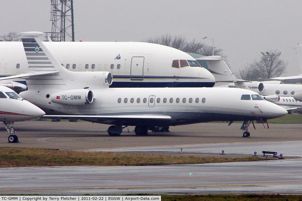 TC-GMM, 2010 Dassault Falcon 7X C/N 28, Turkish registered 2010 Dassault Falcon 7X, c/n: 28 at Luton