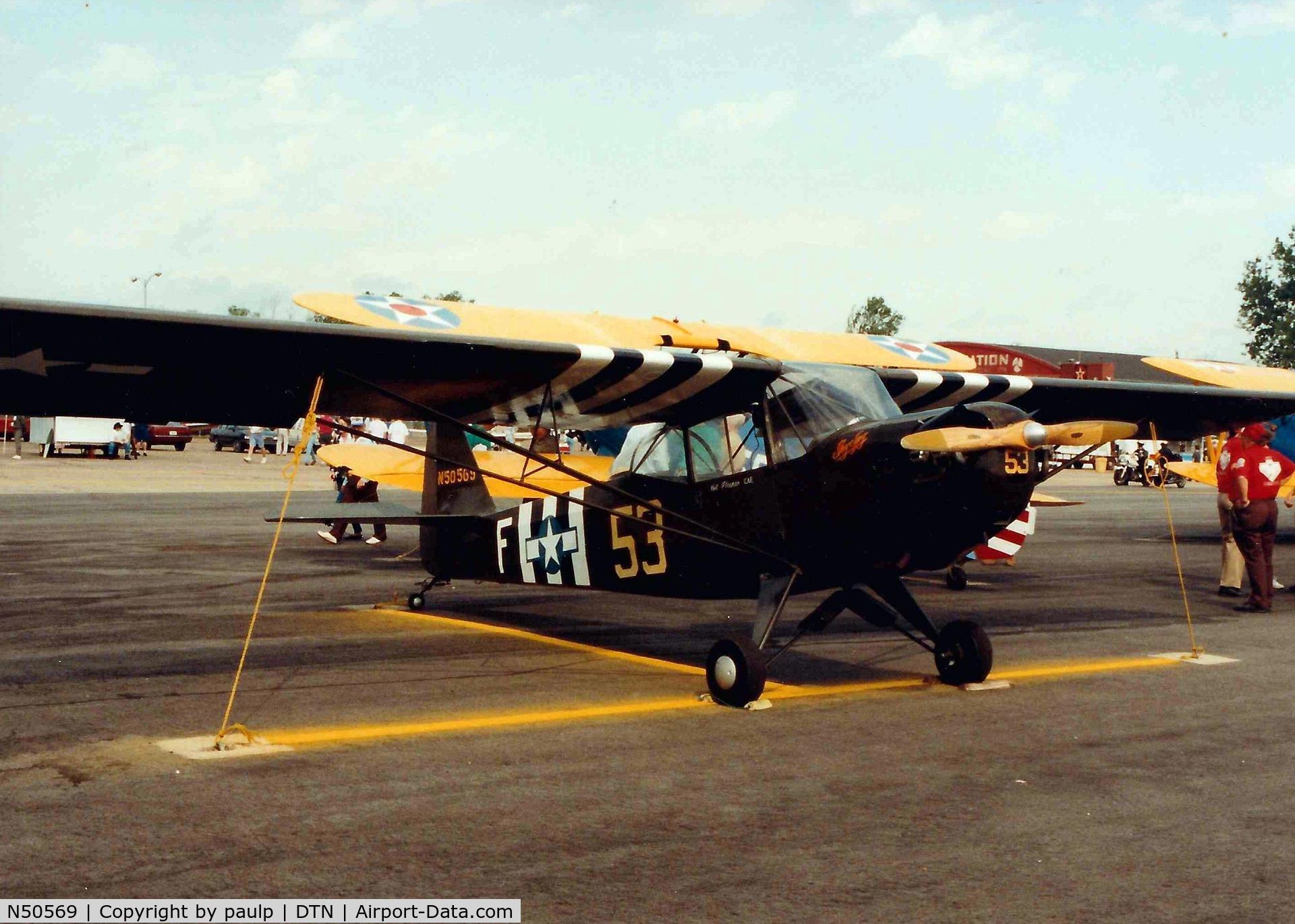 N50569, 1942 Taylorcraft DCO-65 C/N 4546, At Downtown Shreveport 1987 - Scanned Photo