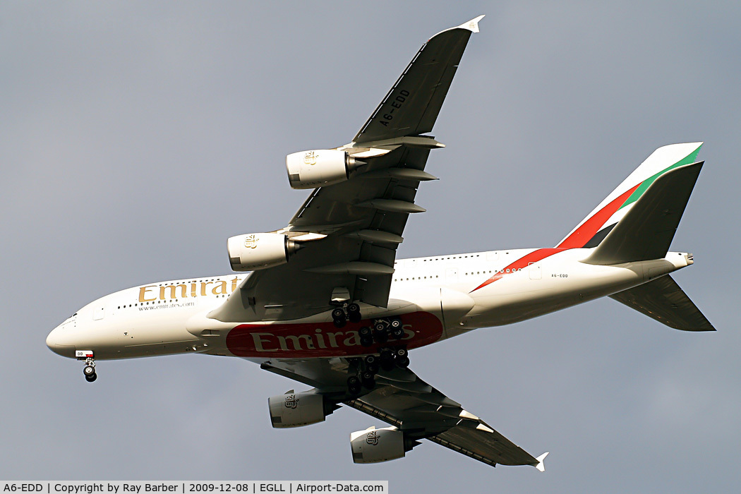 A6-EDD, 2008 Airbus A380-861 C/N 020, Airbus A380-861 [020] (Emirates Airlines) Home~G 08/12/2009.