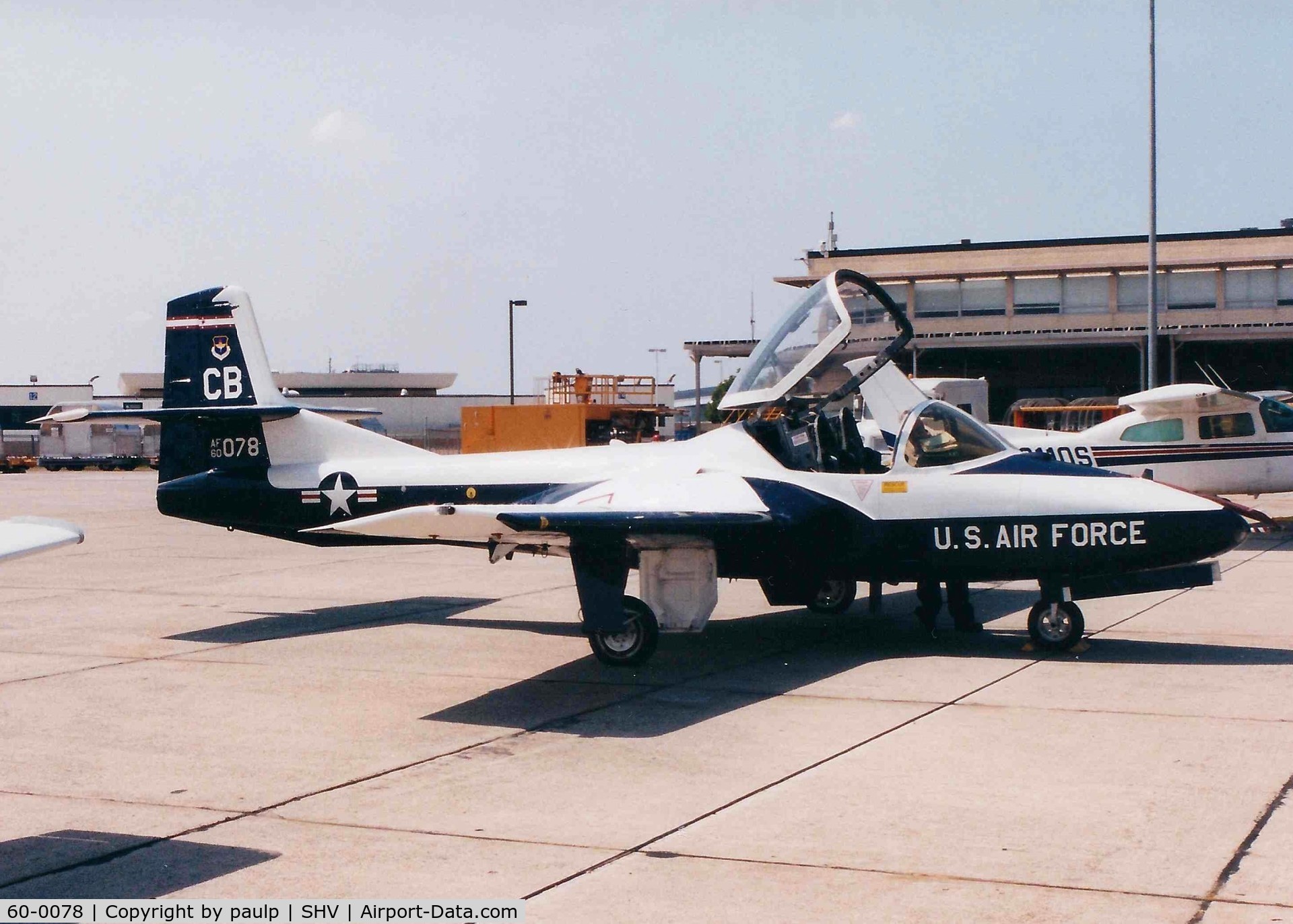60-0078, 1960 Cessna T-37B Tweety Bird C/N 40560, Parked on the Tac Air ramp at Shreveport Regional in 1992. Scanned Photo
