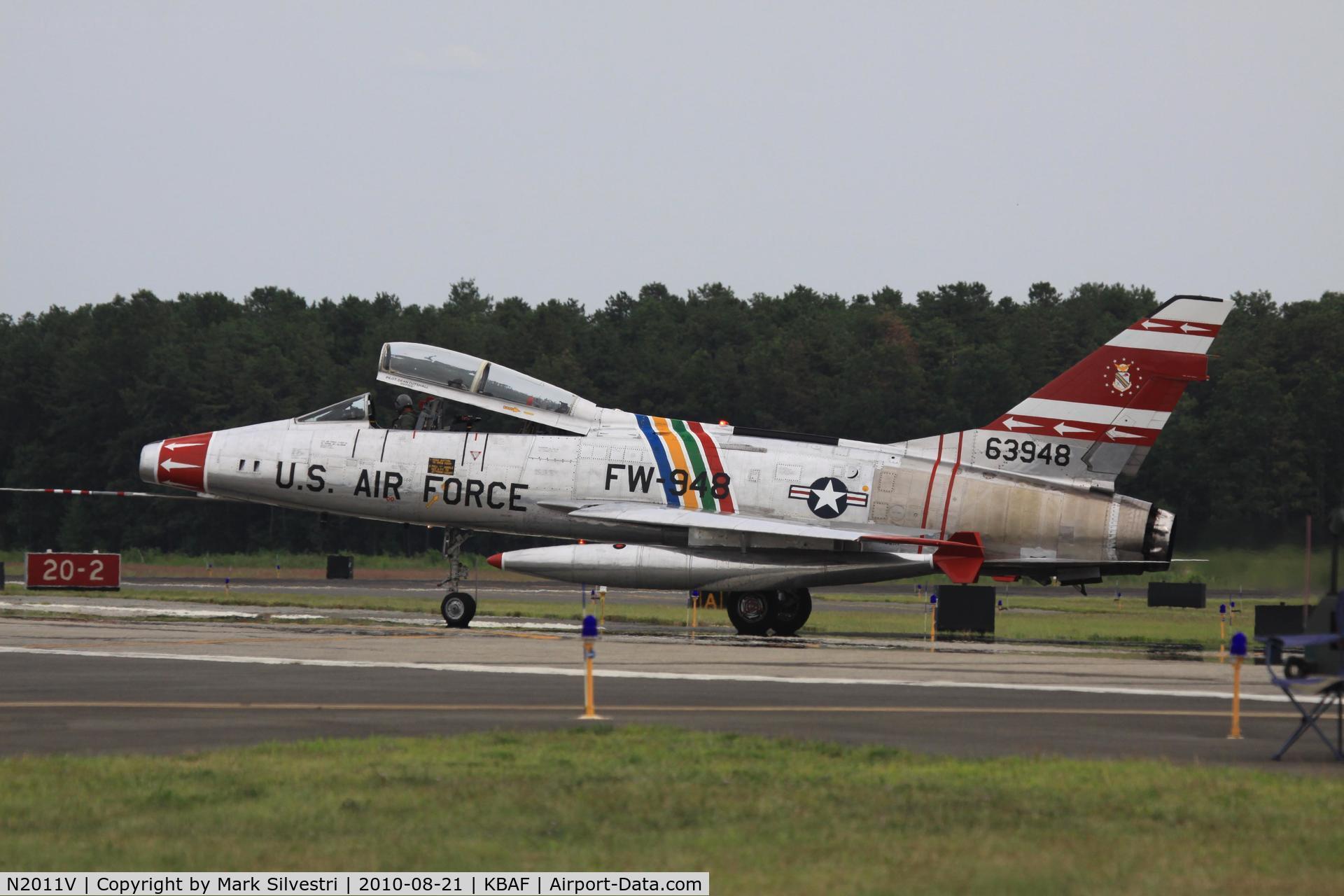 N2011V, 1958 North American F-100F Super Sabre C/N 243-224, Barnes Municipal Airport, Westfield, MA 2010
