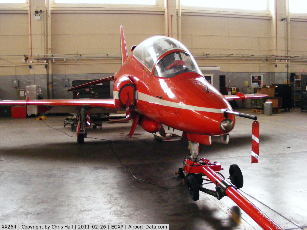 XX264, 1978 Hawker Siddeley Hawk T.1A C/N 100/312100, inside the RAFAT hangar at RAF Scampton