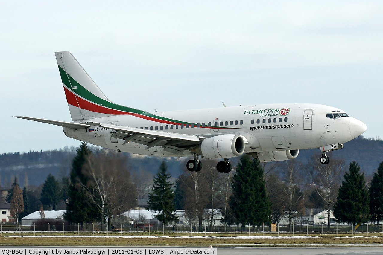 VQ-BBO, 1993 Boeing 737-548 C/N 25165, Tatarstan Air Company Boeing B737-548 landing in LOWS/SZG