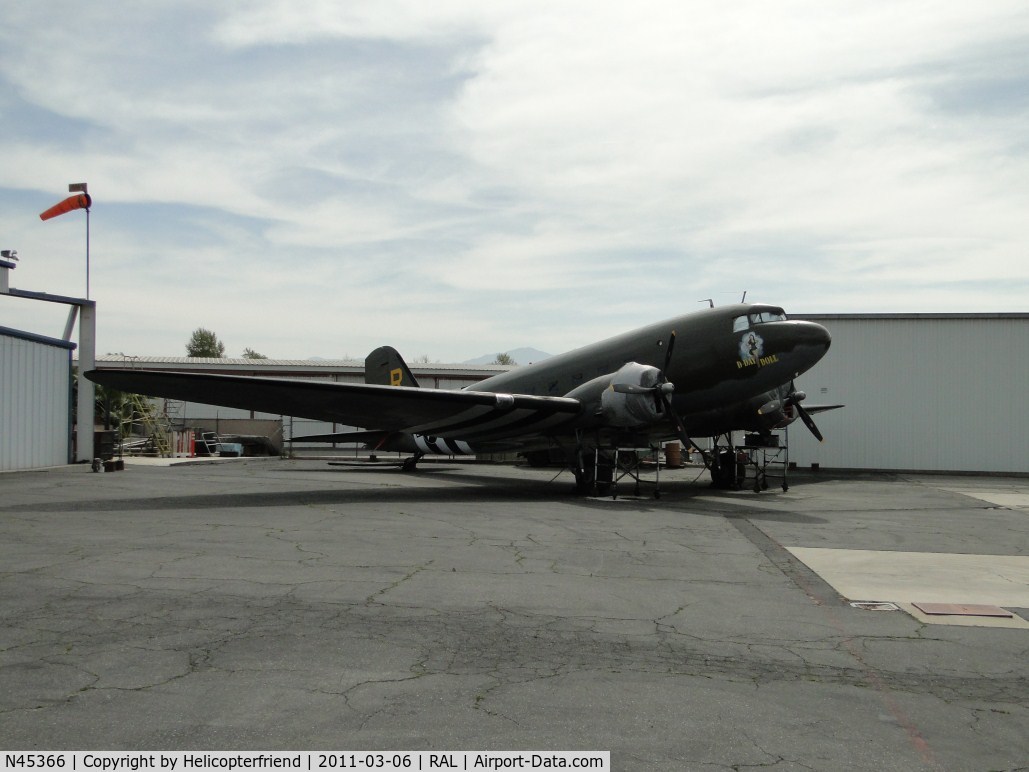 N45366, 1943 Douglas C-53D-DO Skytrooper (DC-3A) C/N 11757, Parked at the rear of the Commemortive Air Force hanger