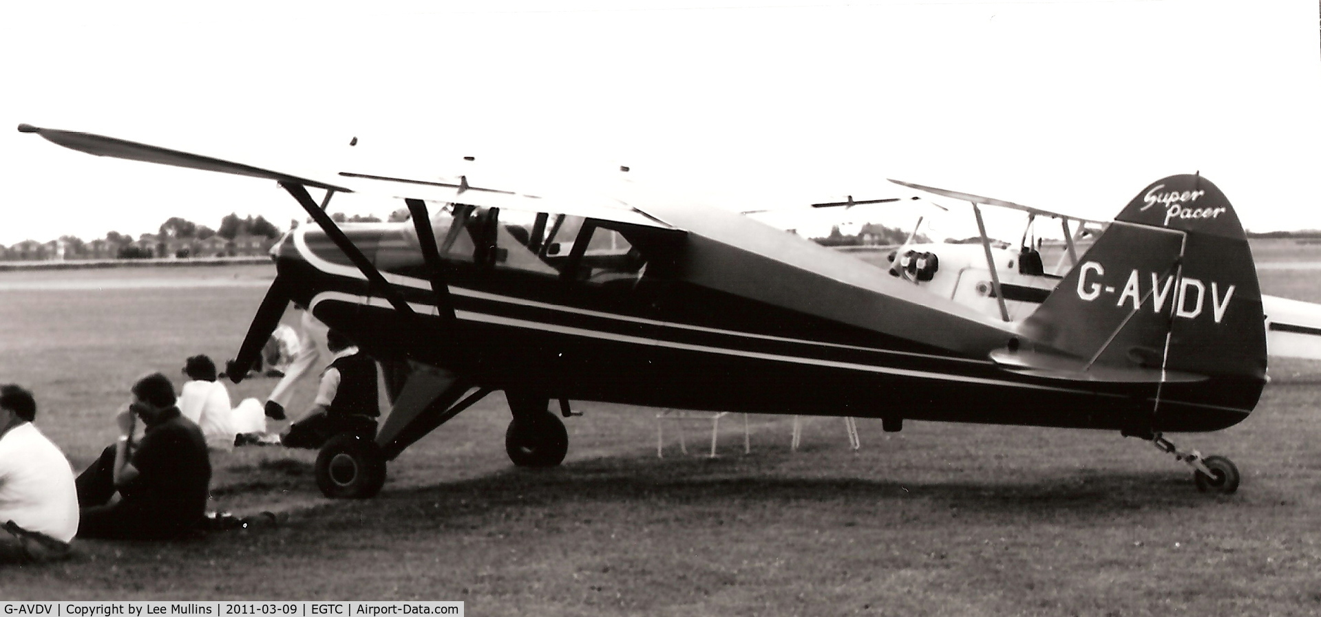 G-AVDV, 1956 Piper PA-22-150 Tri-Pacer C/N 22-3752, Piper Tri-Pacer, converted to a taildragger. Seen here at a PFA Rally at Cranfield in the 1980's.