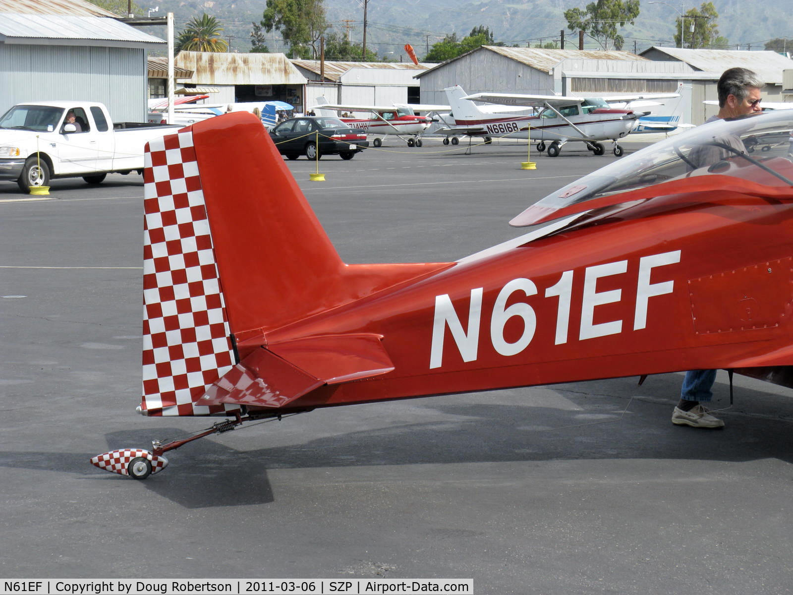 N61EF, 1989 Bushby Mustang II C/N M-II-1019, 1989 Forisch BUSHBY M-II MUSTANG II, Lycoming O-320 160 Hp, tailwheel fairing typical of detail & precision of this stunning all-metal (plans-built, no kit) aircraft.
