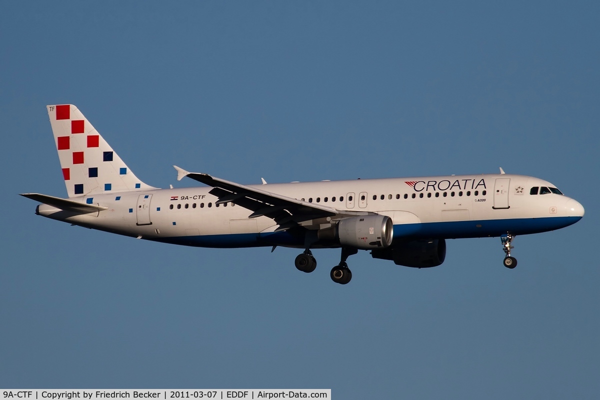 9A-CTF, 1991 Airbus A320-211 C/N 258, on final