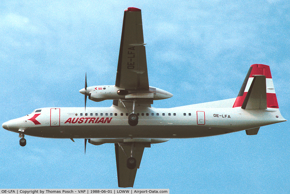 OE-LFA, 1988 Fokker 50 C/N 20122, Austrian Airlines