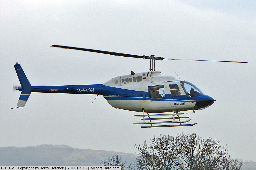 G-BLGV, 1973 Bell 206B JetRanger II C/N 982, Visitor to Day 1 of the 2011 Cheltenham Horseracing Festival