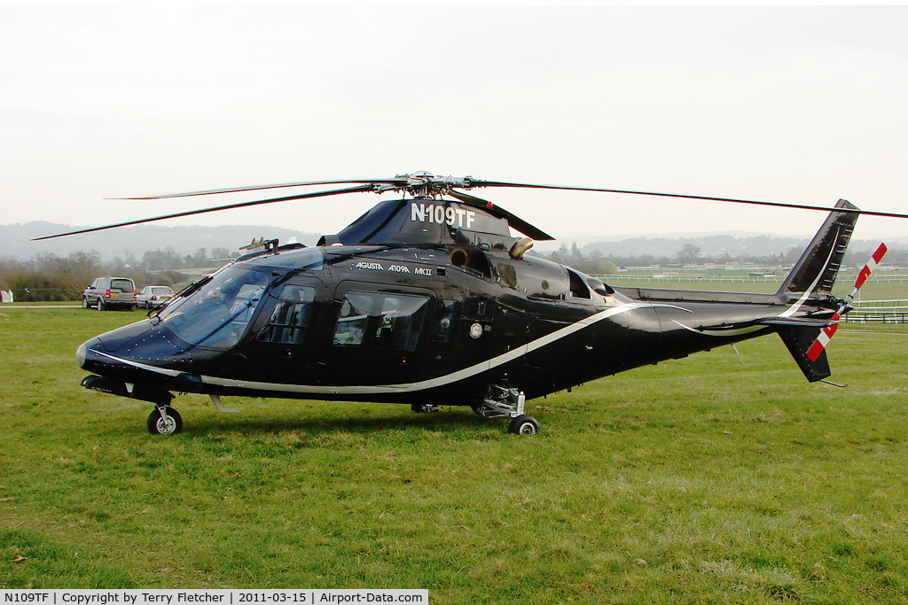 N109TF, 1985 Agusta A109A II C/N 7328, Visitor to Day 1 of the 2011 Cheltenham Horseracing Festival