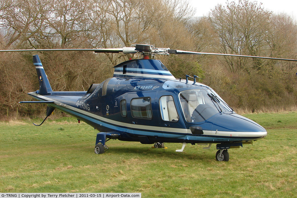 G-TRNG, 2002 Agusta A-109E Power C/N 11156, Visitor to Day 1 of the 2011 Cheltenham Horseracing Festival