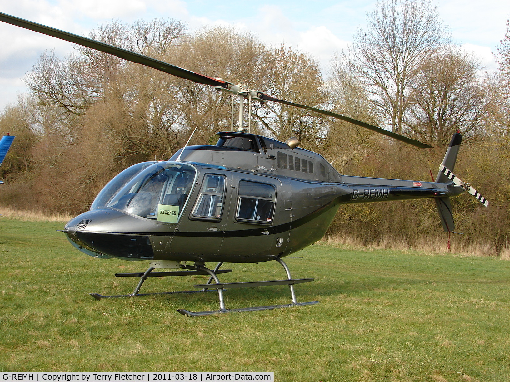 G-REMH, 2007 Bell 206B JetRanger III C/N 4626, A visitor to Cheltenham Racecourse on 2011 Gold Cup Day