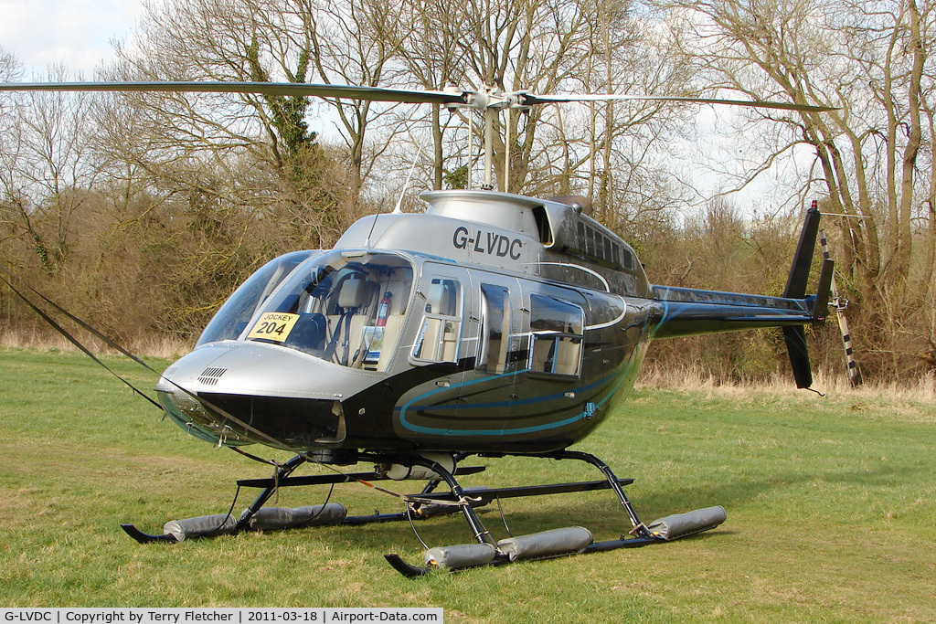 G-LVDC, 1989 Bell 206L-3 LongRanger III C/N 51300, A visitor to Cheltenham Racecourse on 2011 Gold Cup Day