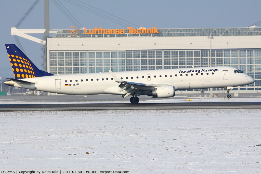 D-AEMA, 2009 Embraer 195LR (ERJ-190-200LR) C/N 19000290, AUB [IQ] Augsburg Airways