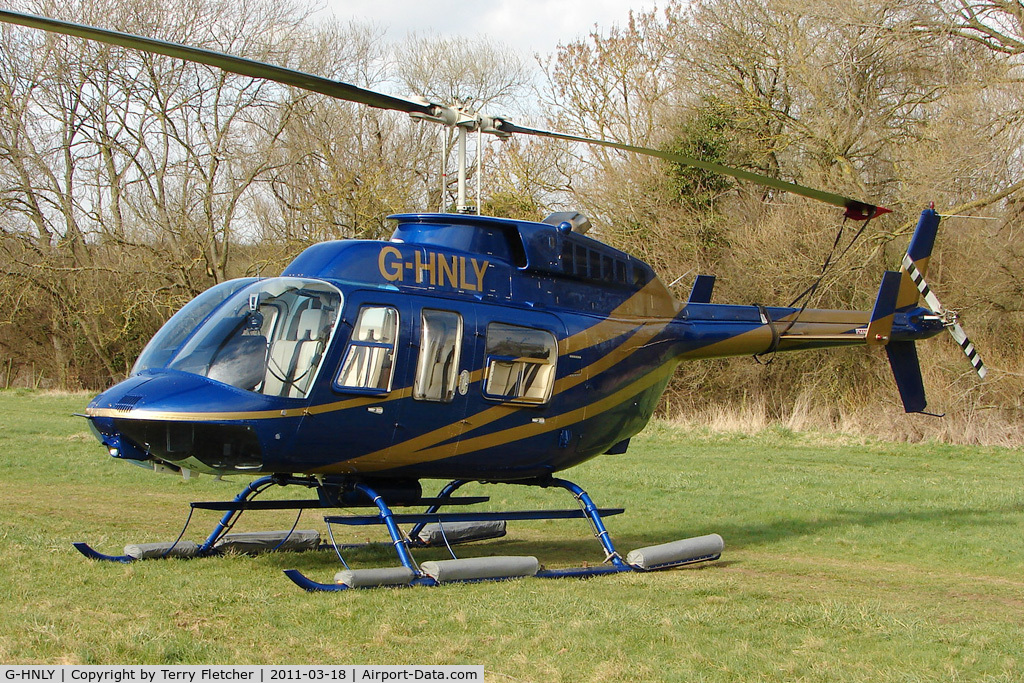 G-HNLY, 1982 Bell 206L-3 LongRanger III C/N 51048, A visitor to Cheltenham Racecourse on 2011 Gold Cup Day