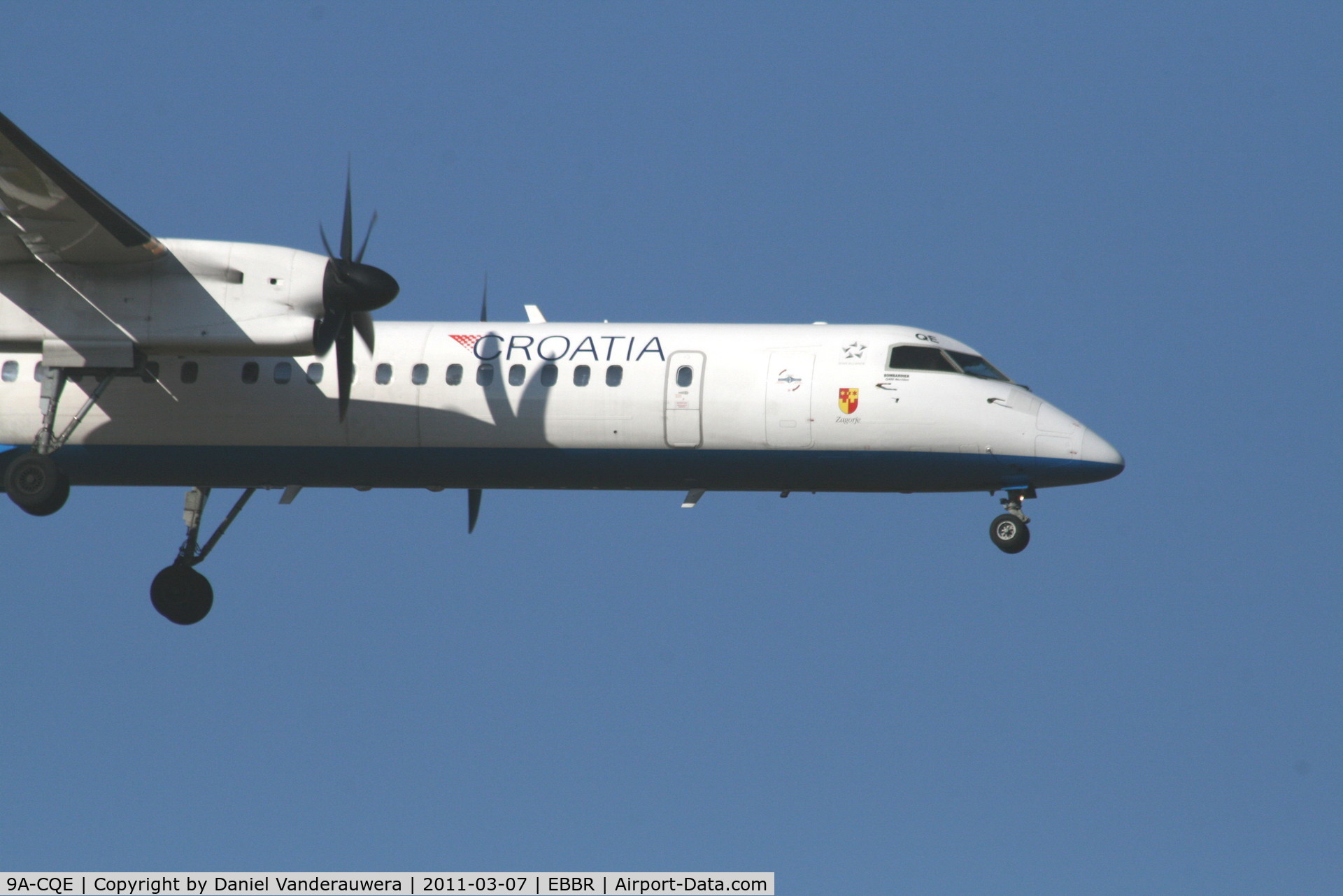 9A-CQE, 2010 De Havilland Canada DHC-8-402Q Dash 8 C/N 4300, Arrival of flight OU456 to RWY 02