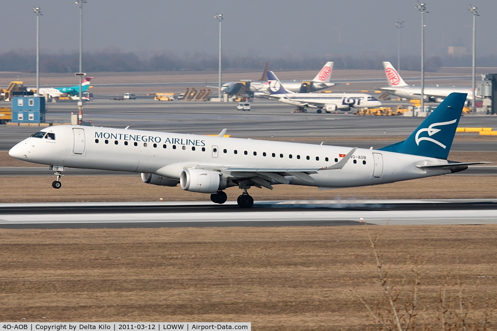 4O-AOB, 2009 Embraer 195LR (ERJ-190-200LR) C/N 19000283, Montenegro Airlines