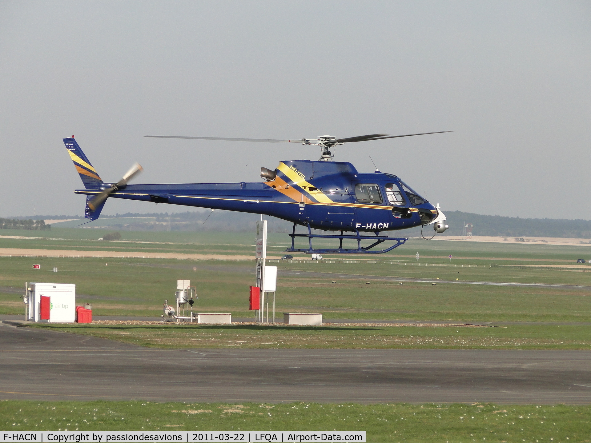 F-HACN, 2008 Eurocopter AS-350B-2 Ecureuil Ecureuil C/N 4415, Just taking-off  from Reims-Prunay after refuelling