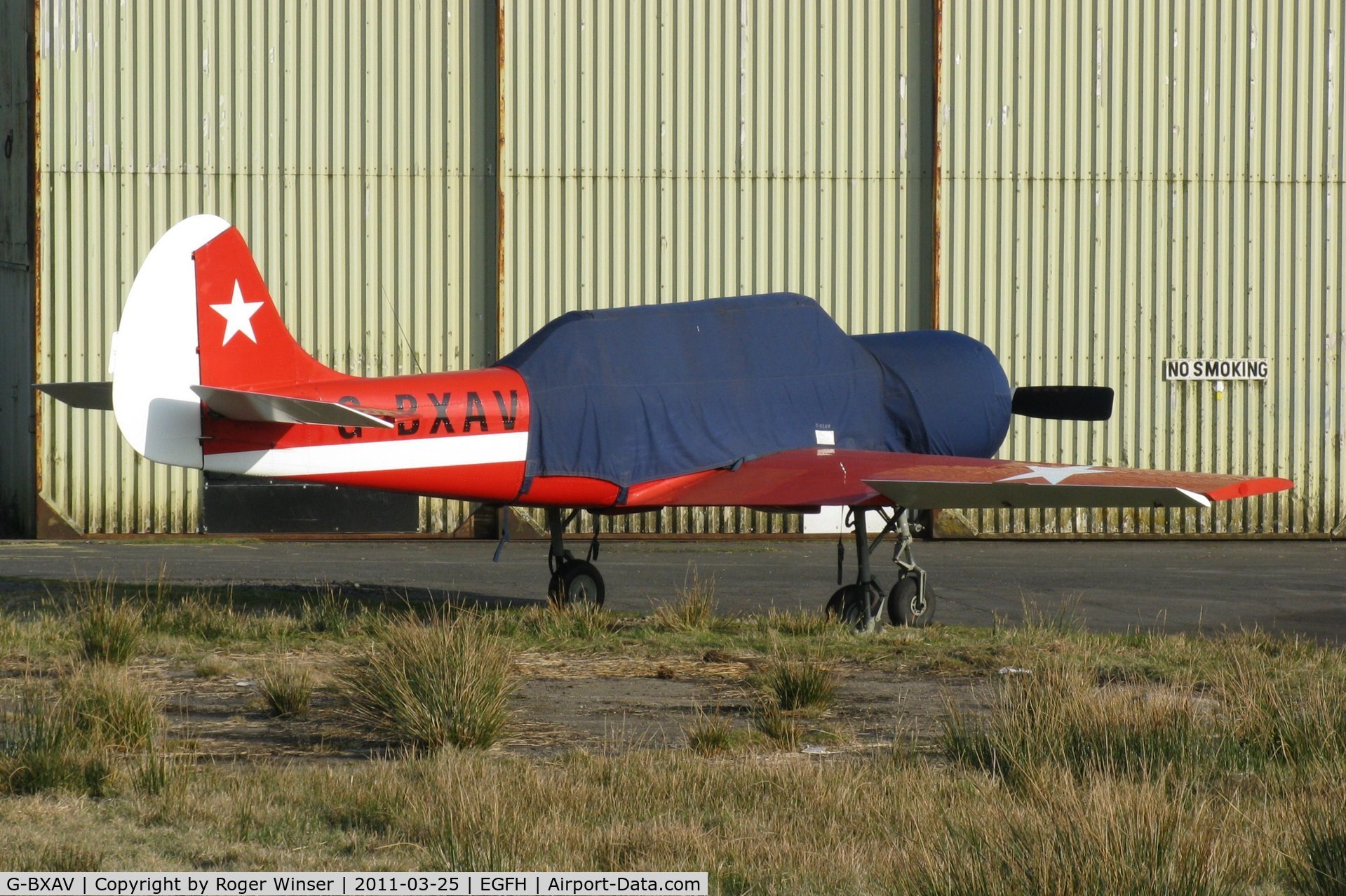 G-BXAV, 1991 Yakovlev (Aerostar) Yak-52 C/N 9111608, At Swansea Airport. Re-registered G-SPUT on 18 June 2012.