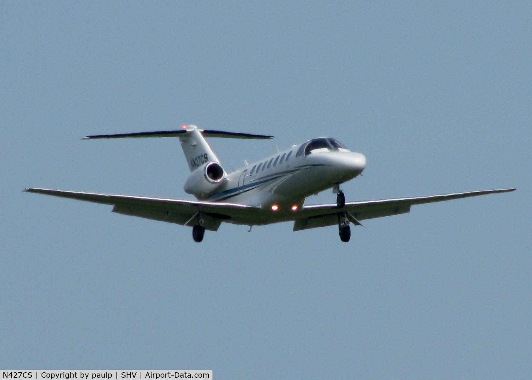 N427CS, 2007 Cessna 525B CitationJet CJ3 C/N 525B0152, Landing on Rwy 14 at Shreveport Regional.