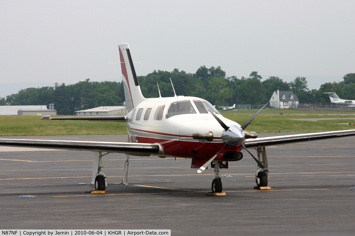 N87NF, 1987 Piper PA-46-310P Malibu C/N 4608099, Parked in front of the FBO.