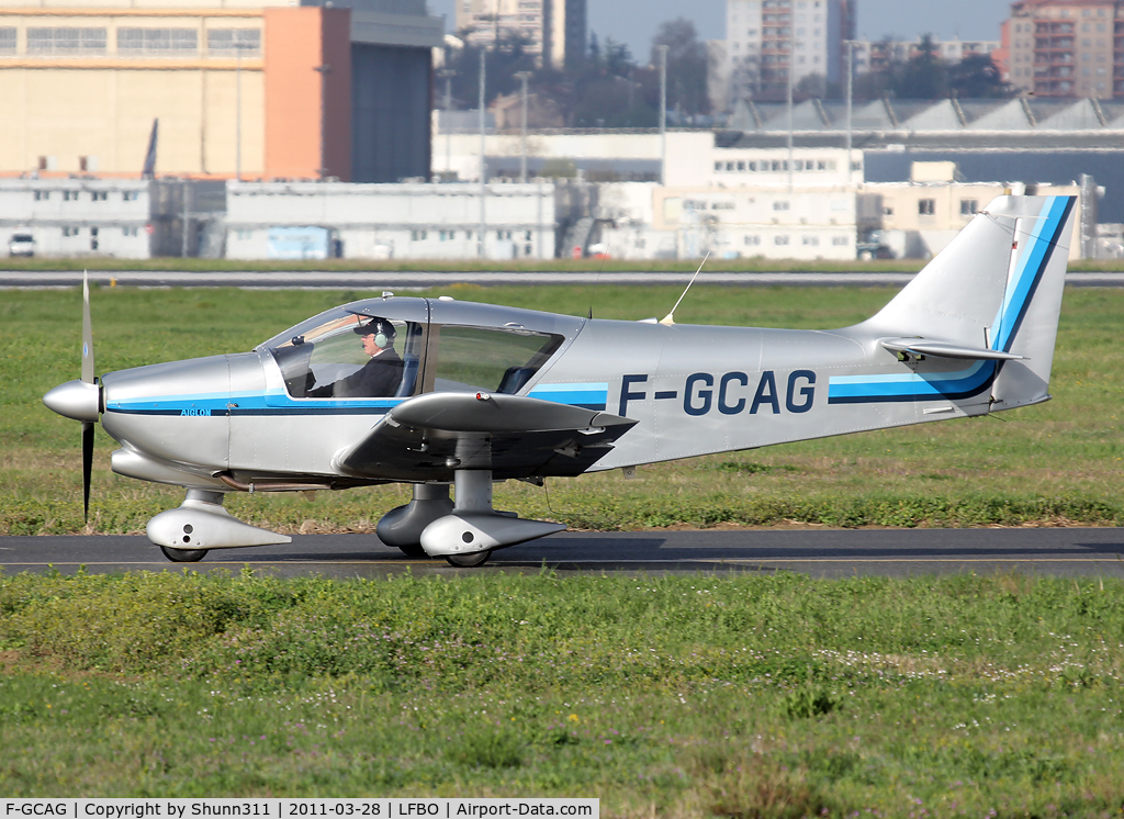 F-GCAG, 1979 Robin R-1180T Aiglon C/N 235, Taxiing holding point rwy 32R for departure...
