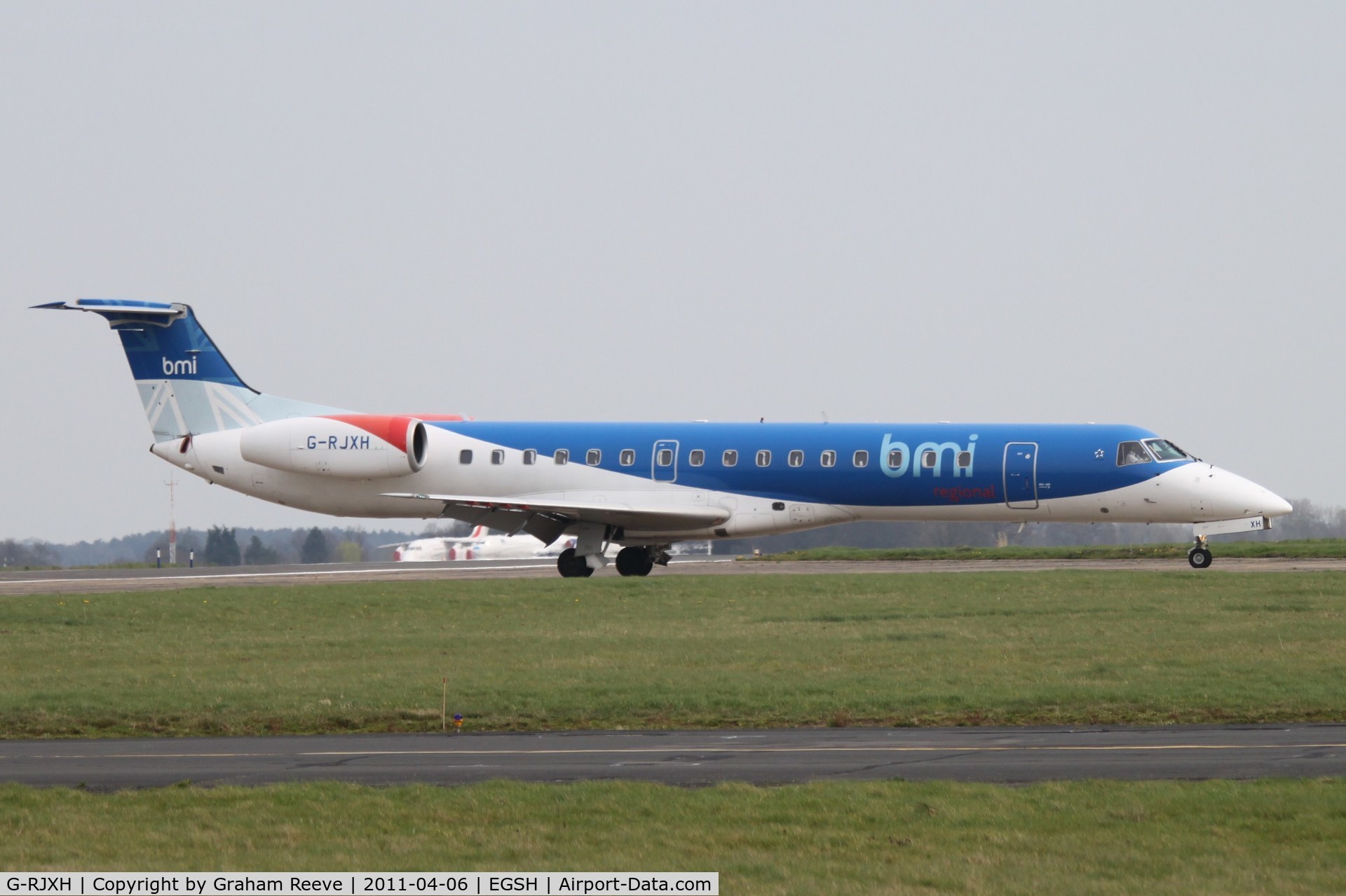 G-RJXH, 2001 Embraer EMB-145EP (ERJ-145EP) C/N 145442, Just landed.
