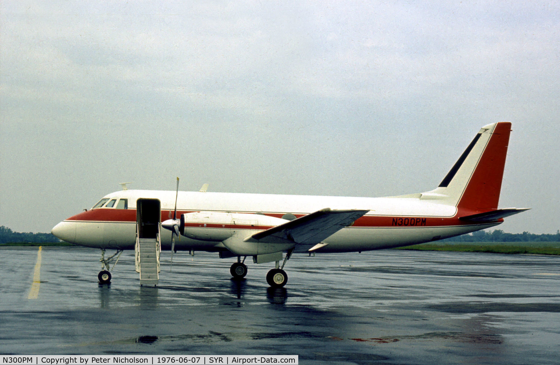 N300PM, 1963 Grumman G-159 Gulfstream 1 C/N 112, Gulfstream I of the Philip Morris Company seen at Syracuse in the Summer of 1976.