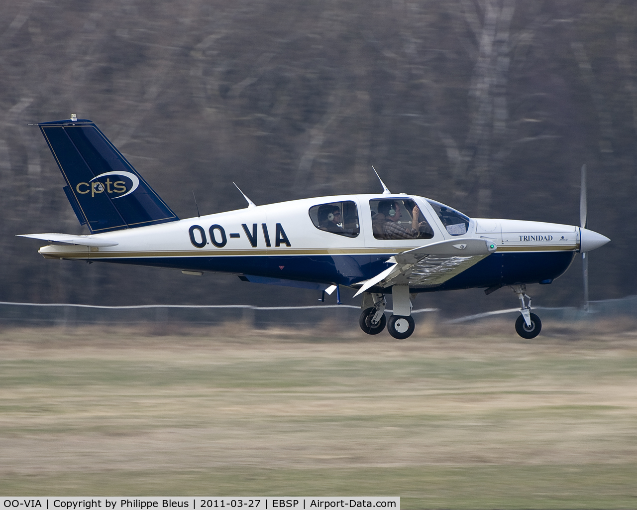 OO-VIA, 1990 Socata TB-20 Trinidad C/N 1031, Amidst the trees of the Ardens. Trinidad seconds before touchdown on rwy 05.