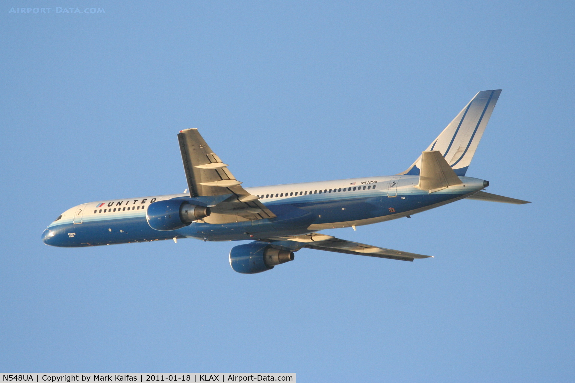 N548UA, 1992 Boeing 757-222 C/N 25396, United Airlines Boeing 757-222, UAL748 RWY 25R departure KLAX enroute to KDEN.