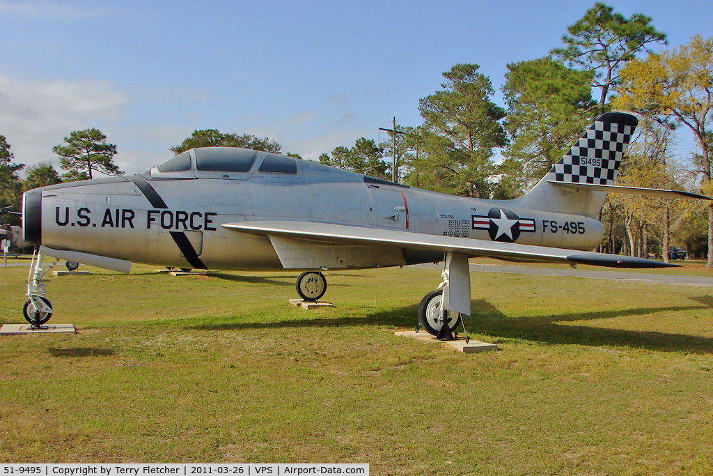 51-9495, 1951 General Motors F-84F-35-GK Thunderstreak C/N Not found 51-9495, On display at the Air Force Armament Museum at Eglin Air Force Base , Fort Walton , Florida