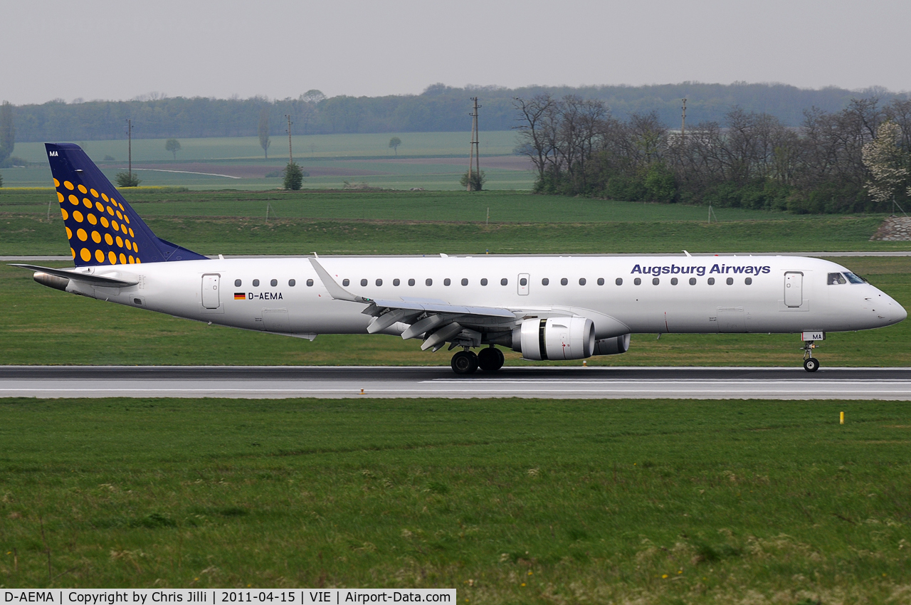 D-AEMA, 2009 Embraer 195LR (ERJ-190-200LR) C/N 19000290, Augsburg Airways