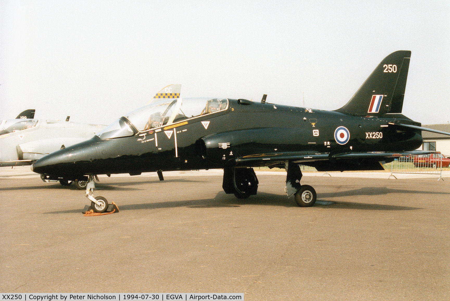 XX250, 1978 Hawker Siddeley Hawk T.1 C/N 086/312086, Hawk T.1, callsign Skylark 1, of 6 Flying Training School on display at the 1994 Intnl Air Tattoo at RAF Fairford.