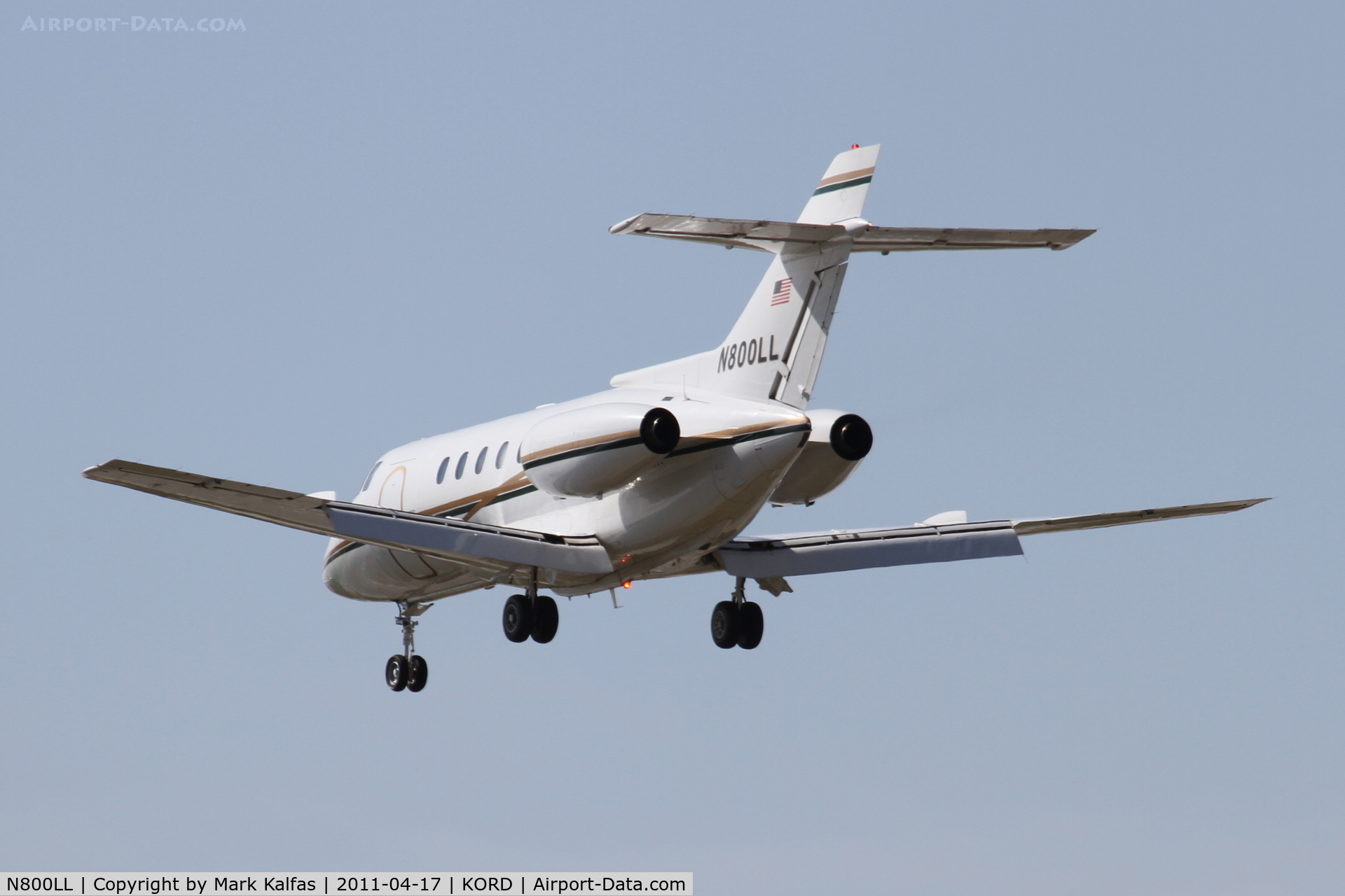 N800LL, 1986 British Aerospace BAe.125-800A C/N 258079, BAE 125-800A, arriving from KSAT, RWY 28 KORD.