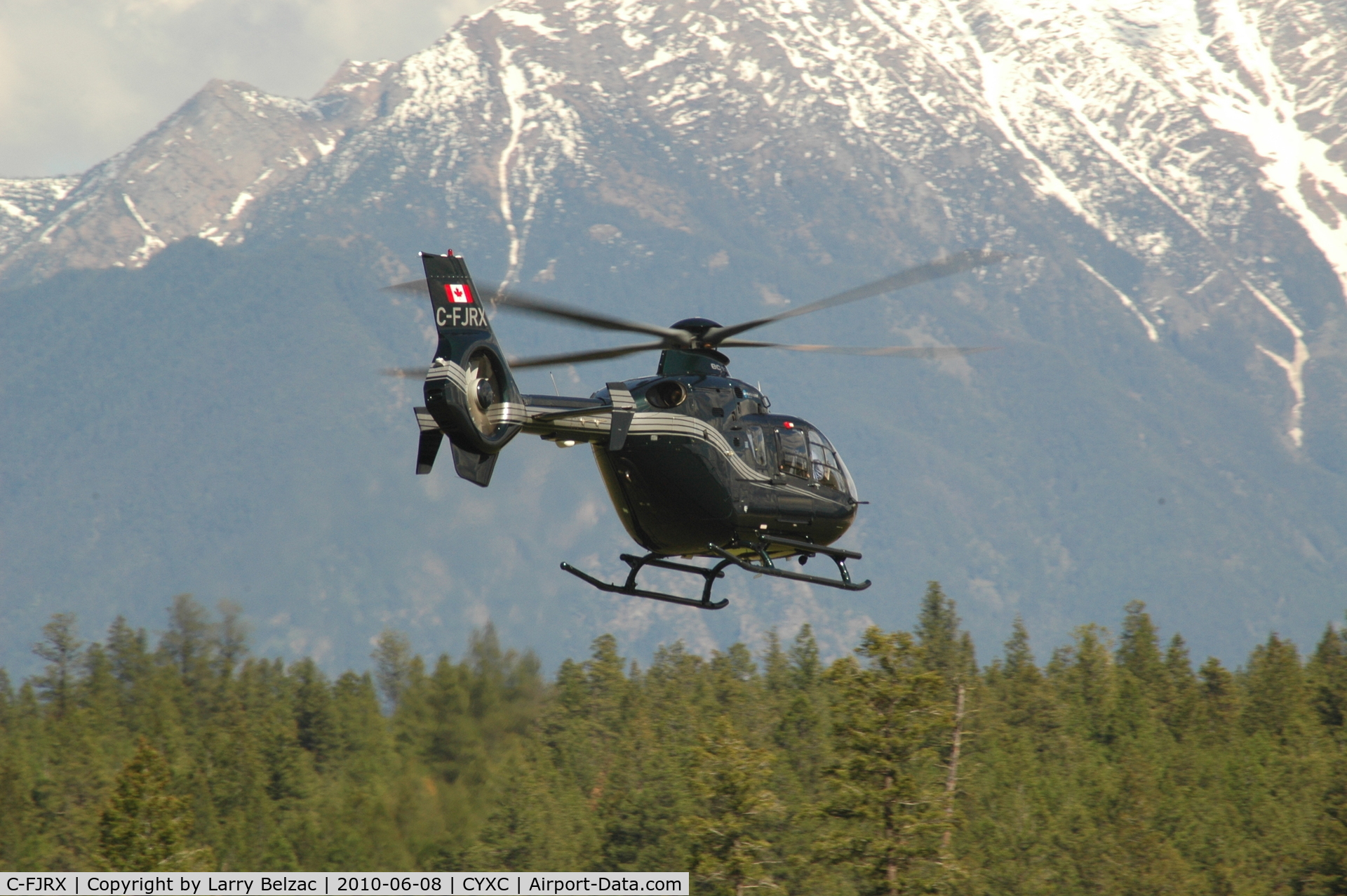 C-FJRX, 2008 Eurocopter EC-135P-2+ C/N 0732, EC 135 P2+ departing Canadian Rockies International Airport