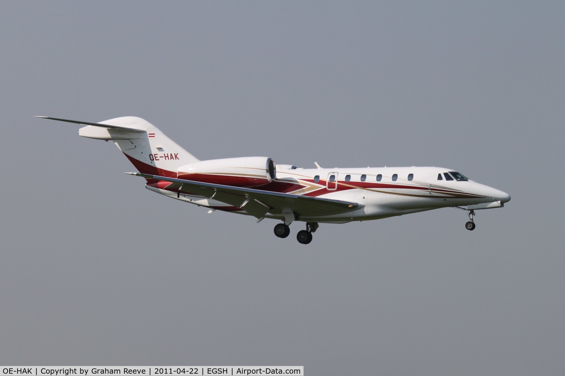 OE-HAK, 2009 Cessna 750 Citation X Citation X C/N 750-0300, About to touch down.