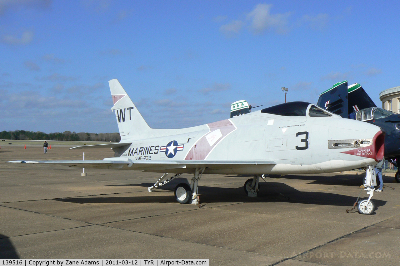 139516, North American F-1E Fury C/N 209-136, On display at the Historic Aviation Memorial Museum - Tyler, Texas