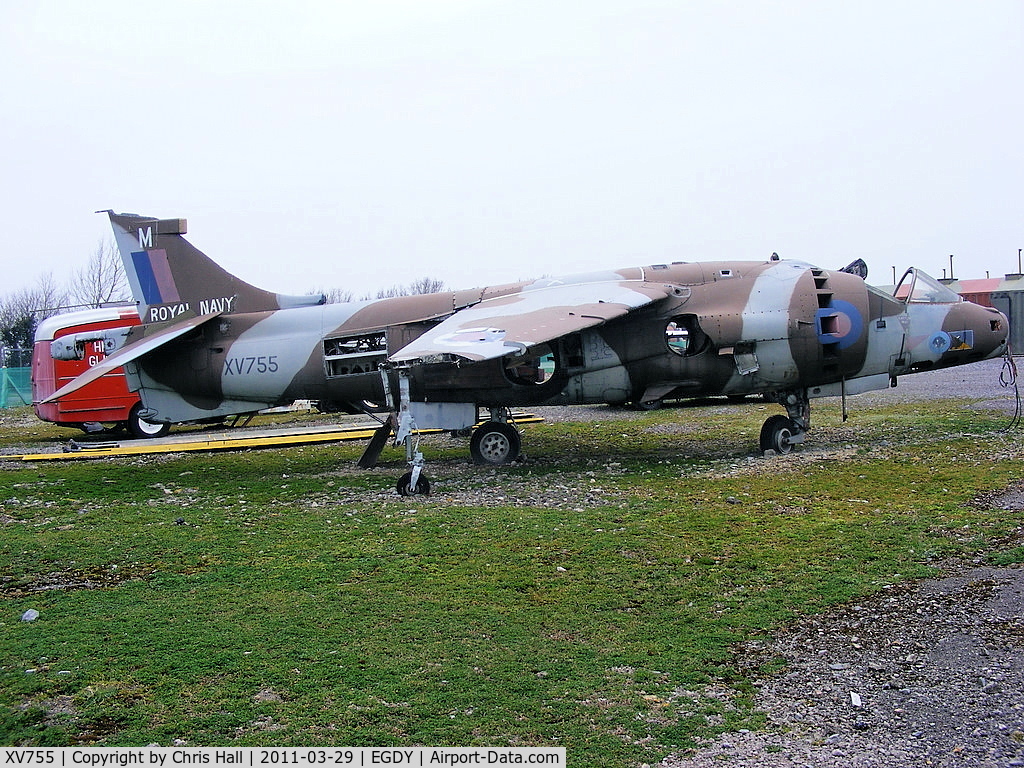 XV755, 1969 Hawker Siddeley Harrier GR.3 C/N 712018, Harrier GR.3 on the fire dump at Yeovilton