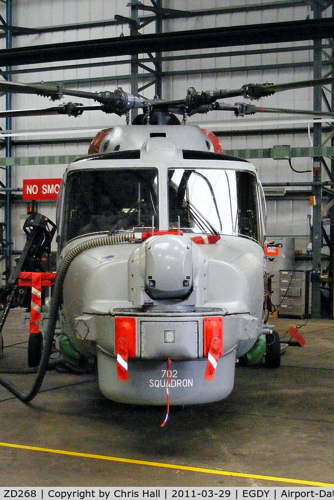 ZD268, 1983 Westland Lynx HMA.8SRU C/N 309, inside Hangar 8, 702 NAS (Lynx pilot training unit)