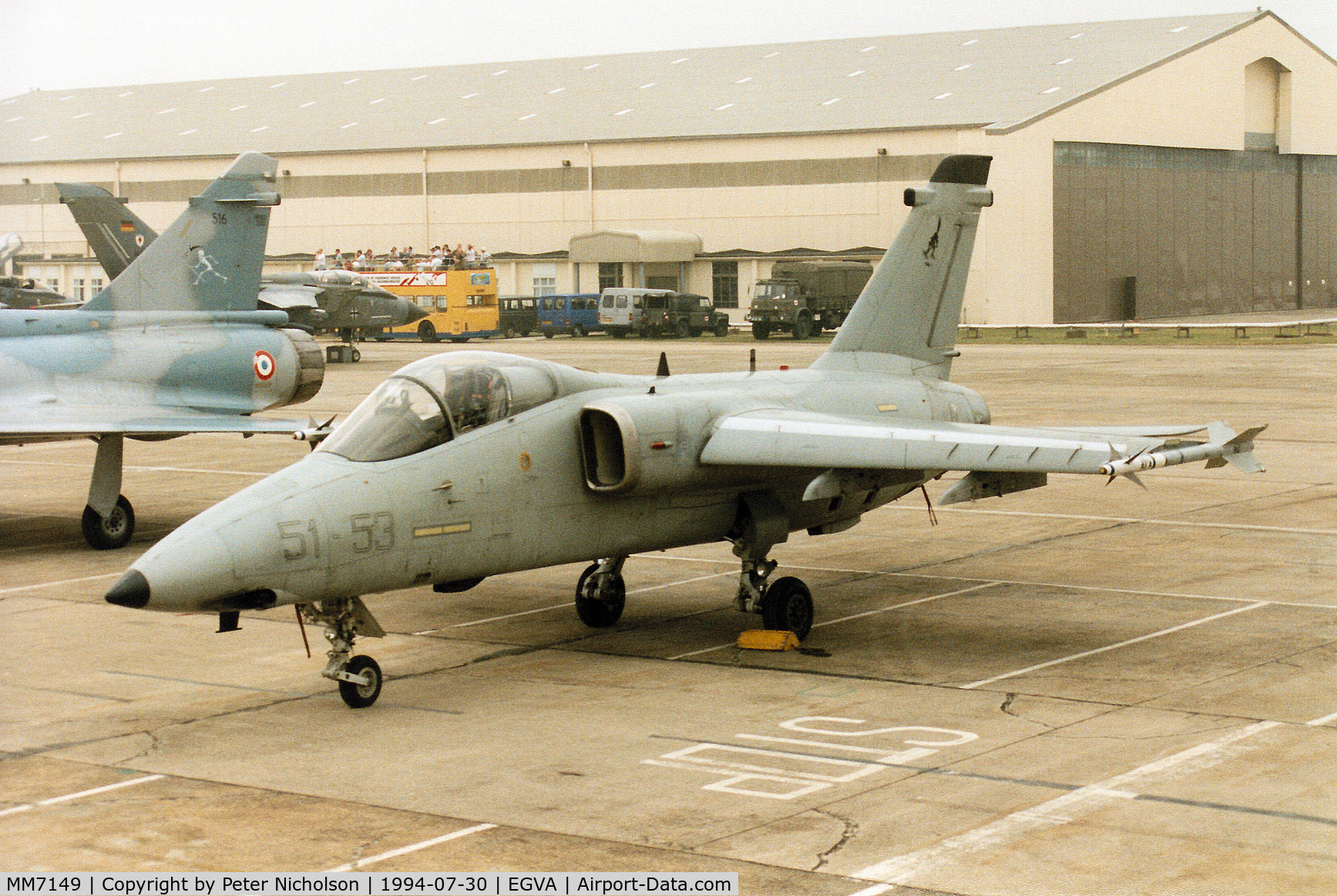 MM7149, 1991 AMX International AMX C/N IX061, AMX of 51 Stormo Italian Air Force on the flight-line at the 1994 Intnl Air Tattoo at RAF Fairford.