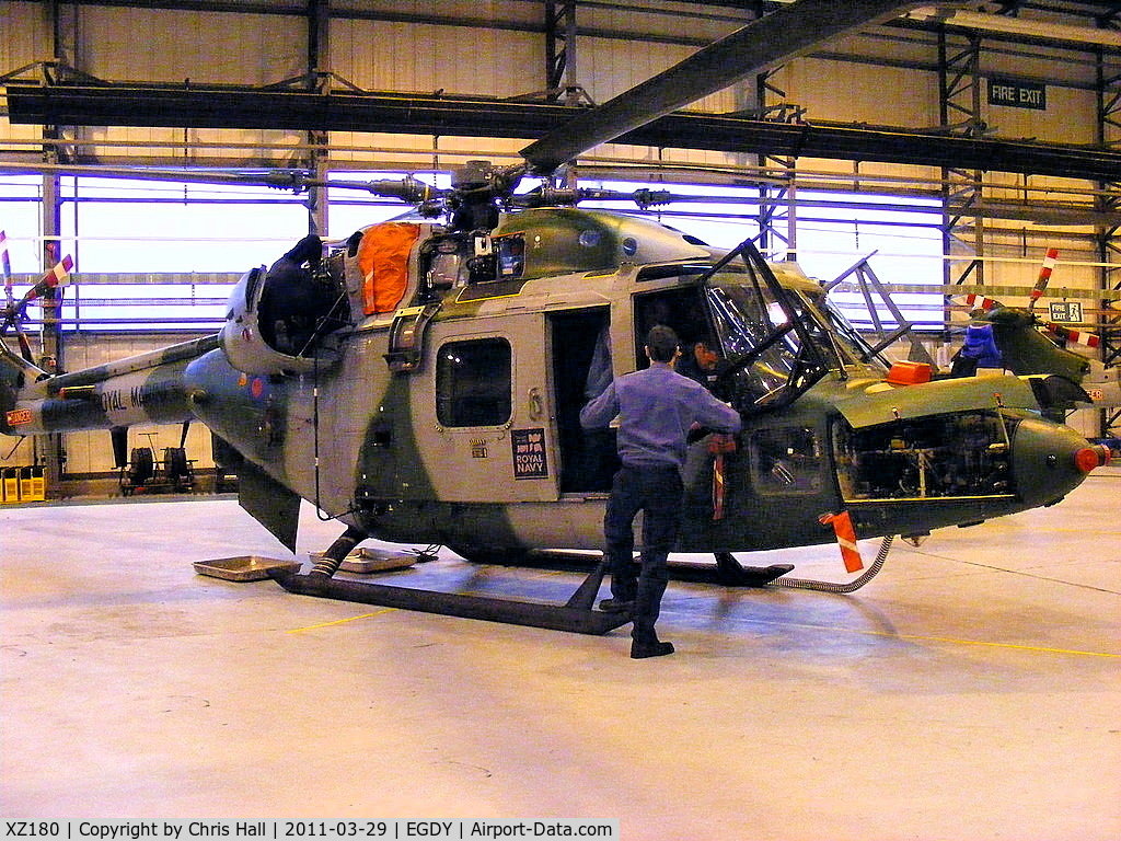 XZ180, 1978 Westland Lynx AH.7 C/N 055, inside Hangar 9, 847 Sqdn, Commando Lynx unit