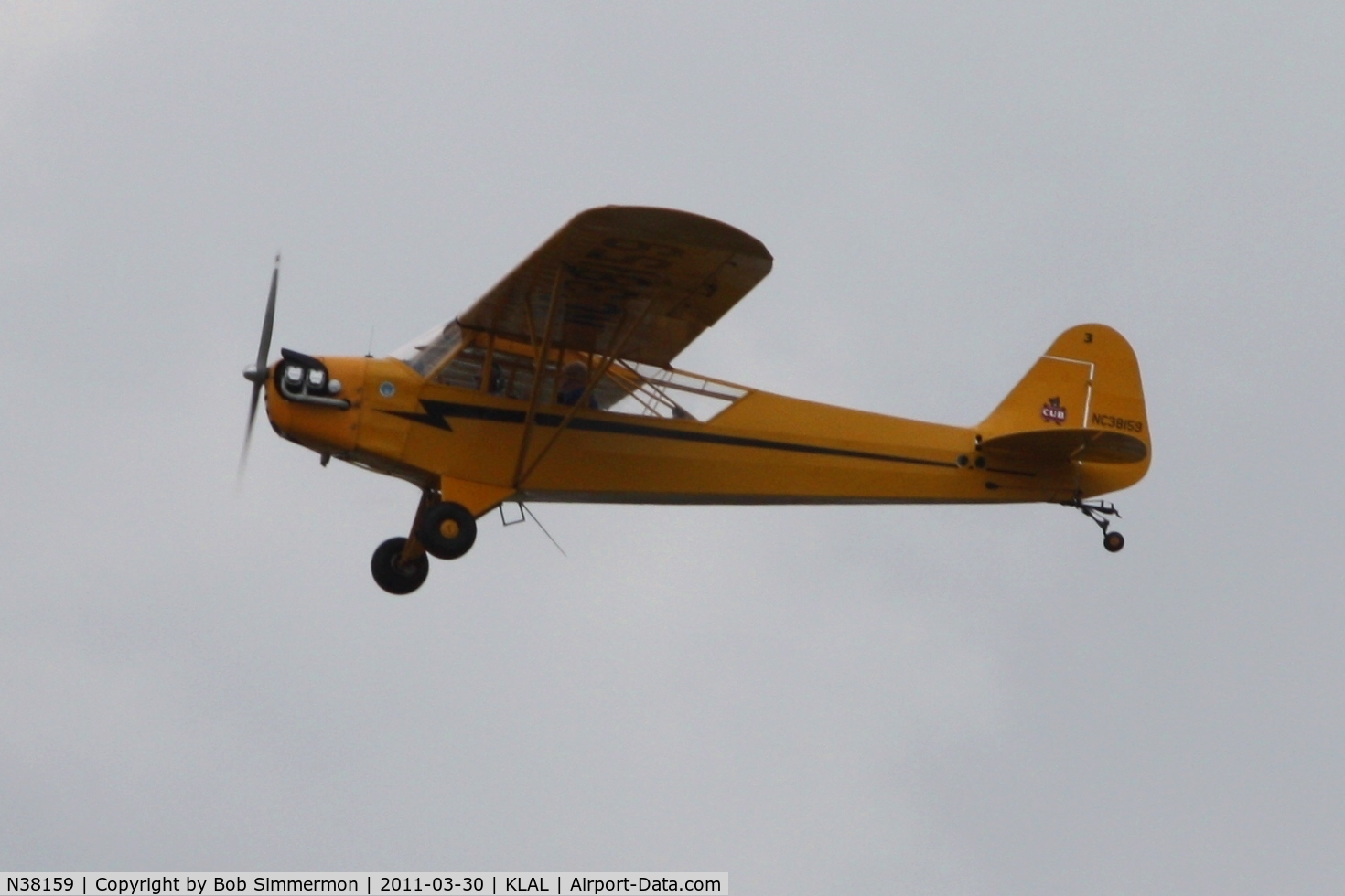 N38159, 1941 Piper J3L-65 Cub Cub C/N 6827, Departing Sun N Fun 2011 - Lakeland, FL