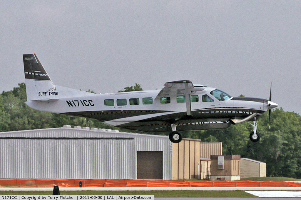 N171CC, 2008 Cessna 208B Grand Caravan C/N 208B2000, Landing shot of Cessna Caravan at 2011 Sun n Fun Lakeland , Florida  - aircraft suffered severed damage in storms the following day