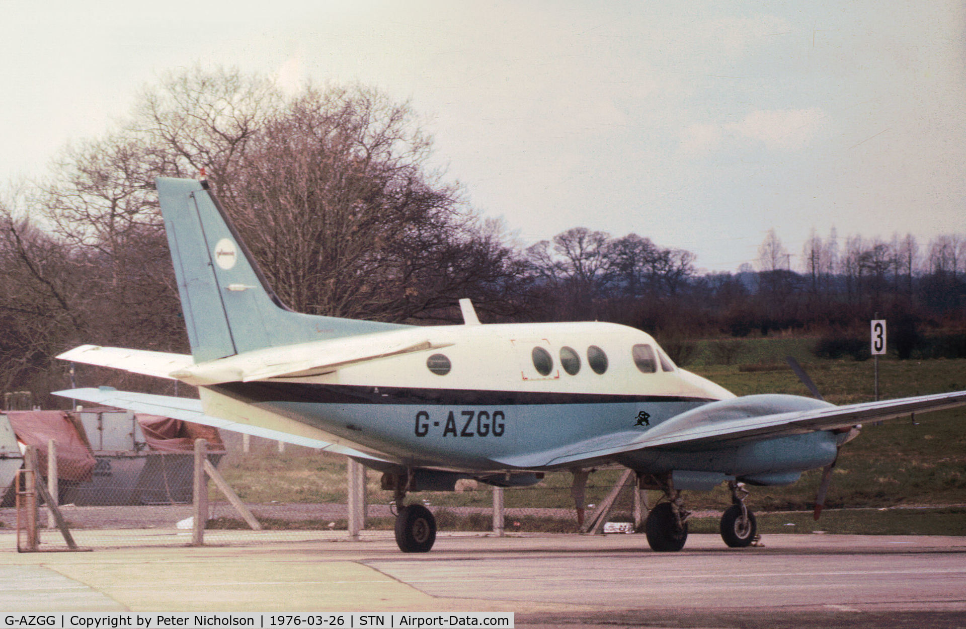 G-AZGG, 1971 Beech C90 King Air C/N LJ-543, Stansted resident Beech King Air C90 seen in March 1976.