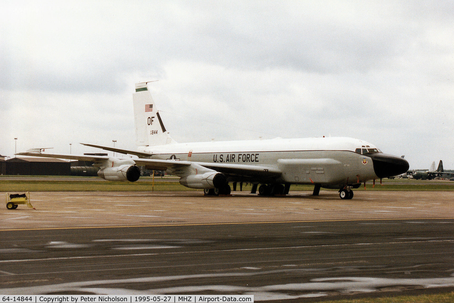 64-14844, 1964 Boeing RC-135V Rivet Joint C/N 18784, RC-135V Cobra Ball of the 55th Wing at Offutt AFB on the flight-line at the 1995 RAF Mildenhall Air Fete.