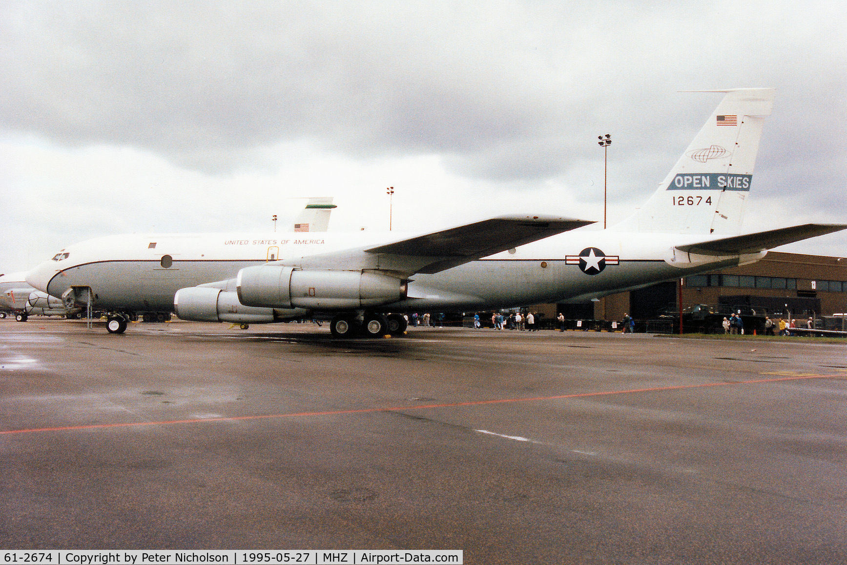 61-2674, 1961 Boeing OC-135B Stratolifter C/N 18350, OC-135B Open Skies aircraft, callsign Cobra 10, of Offutt AFB's 55th Wing on display at the 1995 RAF Mildenhall Air Fete.