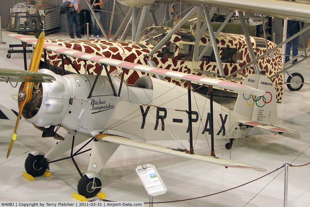 N40BJ, 1937 Bucker Bu-133C Jungmeister C/N 4, 1946 Bucker BU-133, c/n: 4 Coded YR-PAX at Polk Museum