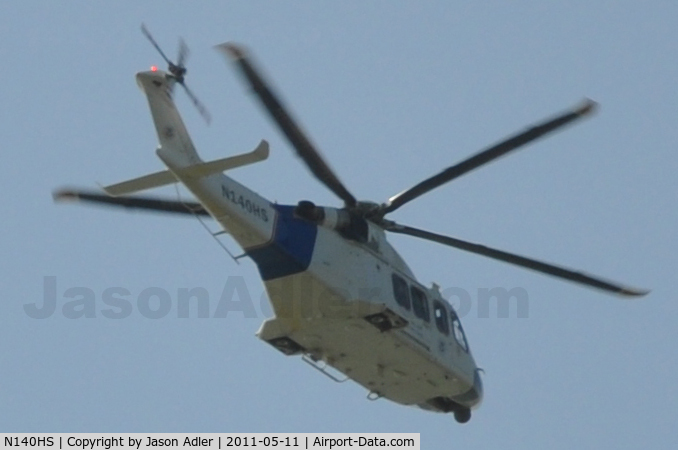 N140HS, 2006 Agusta AB139 C/N 31036, N140HS Flying over my house May 11, 2011.