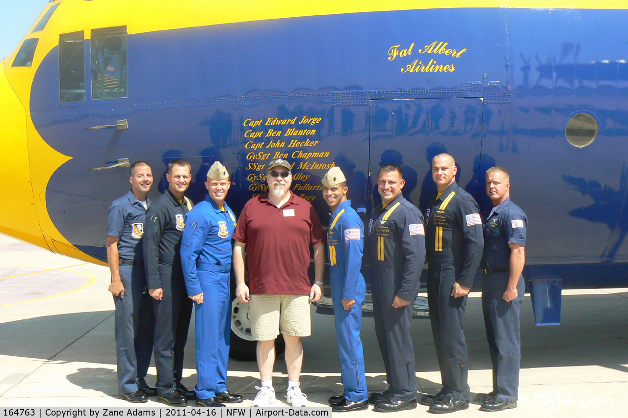 164763, 1992 Lockheed C-130T Hercules C/N 382-5258, At the 2011 Air Power Expo - NAS Fort Worth
Warbird Radio media ride photos.

Yours truly and the fine Blue Angels crew of Fat Albert!